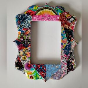 Liberty Art Fabric Tana Lawn Decoupaged Frame Door Wall Art Colorful Floral OOAK